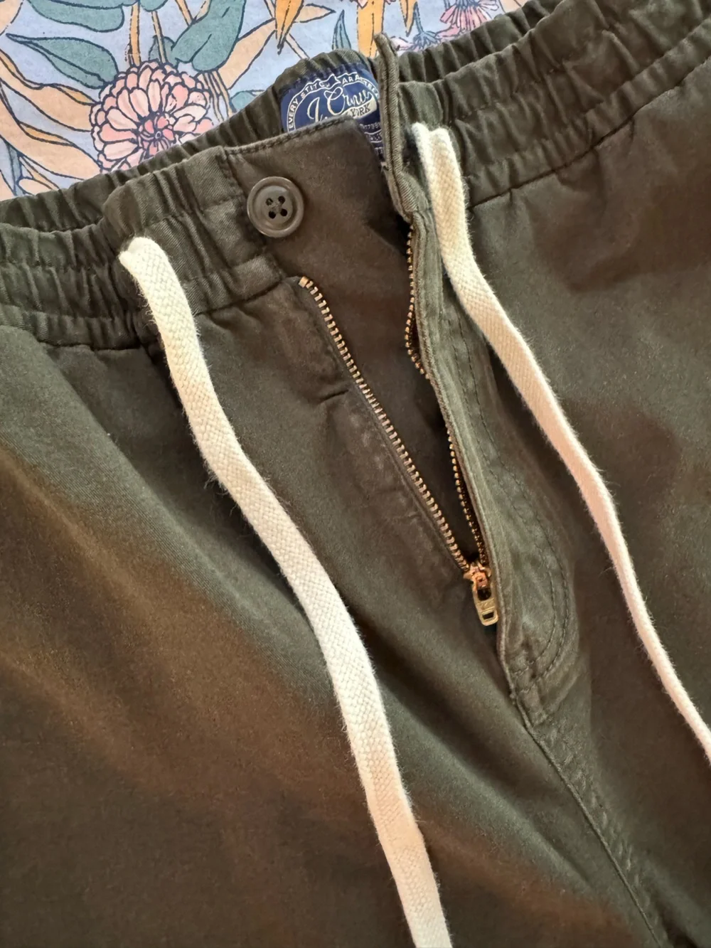 J. Crew Men's Olive Green Drawstring Chino